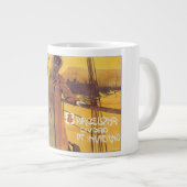 バルセロナヴィンテージ旅行ポスター ジャンボコーヒーマグカップ (正面右)