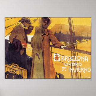 バルセロナヴィンテージ旅行ポスター ポスター