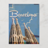バルセロナヴィンテージ旅行ポスター ポストカード (正面)