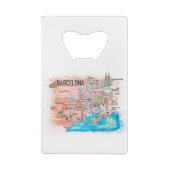 バルセロナ図解入りの、写真付きのトラベルマップ（道路あり） クレジットカード栓抜き (裏面)