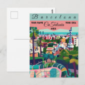 バルセロナ旅行絵葉書アート, カタルーニャ旅行アート ポストカード (正面/裏面)