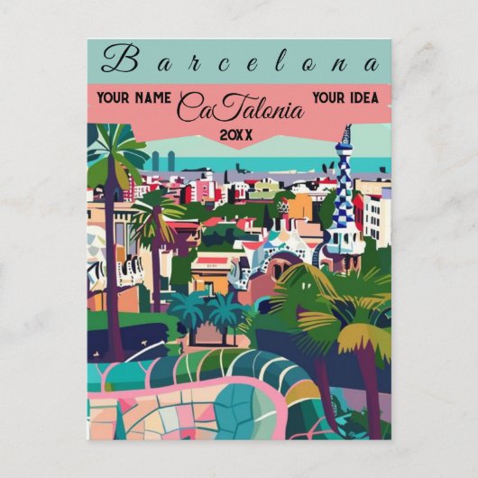 バルセロナ旅行絵葉書アート, カタルーニャ旅行アート ポストカード (正面)