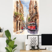 バルセロナ水彩画 ポスター (ホームオフィス)