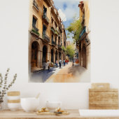 バルセロナ水彩画 ポスター (キッチン)