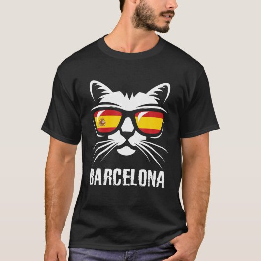 バルセロナ猫スペインの旗 Tシャツ (正面)