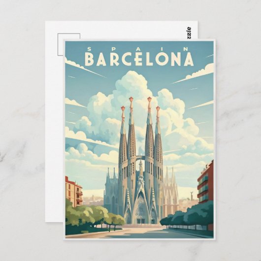 バルセロナ素晴らし：スペインのシ鮮やかティ ポストカード (正面/裏面)