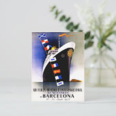 バルセロナ葉書のヴィンテージ旅行ポスター ポストカード (スタンド正面)
