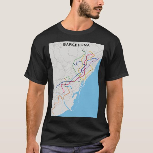 バルセロナ通過地図 Tシャツ (正面)