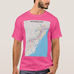 バルセロナ通過地図 Tシャツ