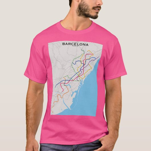 バルセロナ通過地図 Tシャツ (正面)
