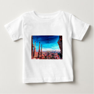 バルセロナ都市眺めおよびSagrada Familia ベビーTシャツ