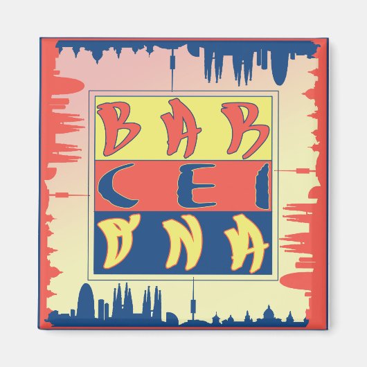 バルセロナ2インチスクエアマグネット マグネット (正面)