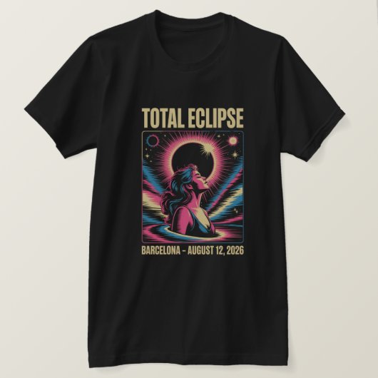 バルセロナ2026年日食Tシャツ Tシャツ (デザイン正面)