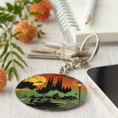 バルセロナ2.25インチ基本ボタンキーチェーン キーホルダー (側面)