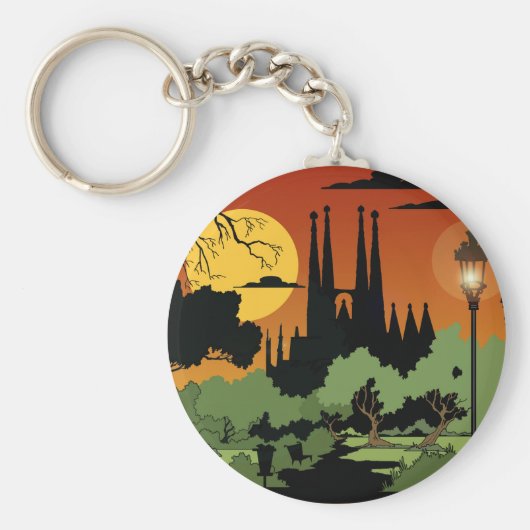 バルセロナ2.25インチ基本ボタンキーチェーン キーホルダー (正面)