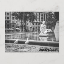 バルセロナ，カタルーニャのBnW噴水広場