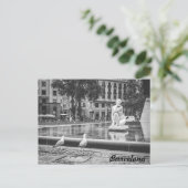 バルセロナ,カタルーニャのBnW噴水広場 ポストカード (スタンド正面)