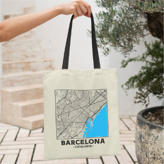 バルセロナ カタルーニャ州 都市地図 トートバッグ