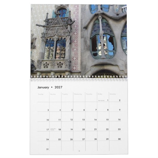 バルセロナ カレンダー (1月 2027)