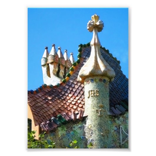 バルセロナ、ガウディ建築詳細 フォトプリント            (正面)