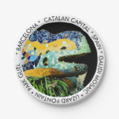 バルセロナ、ガウディ - トカゲ、スペイン(パーティー ディナー) ペーパープレート (正面)