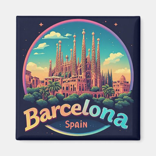🧲 バルセロナ ゴシック地区の思い出 スペイン 🏰 マグネット (正面)