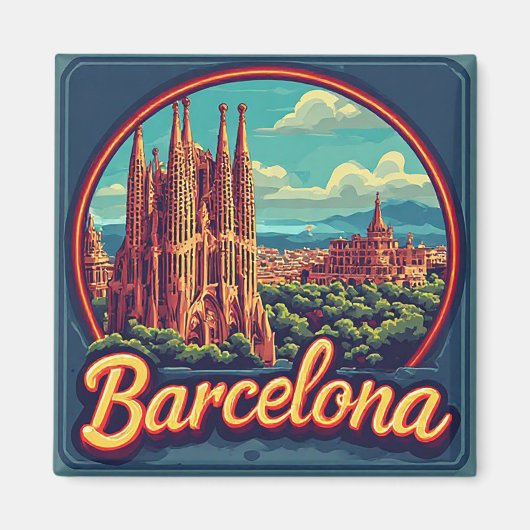🧲 バルセロナ・シティブレイクの思い出 スペイン 🌴 マグネット (正面)