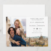 バルセロナ スカイライン 水彩写真 ウェディング セーブザデート (正面/裏面)