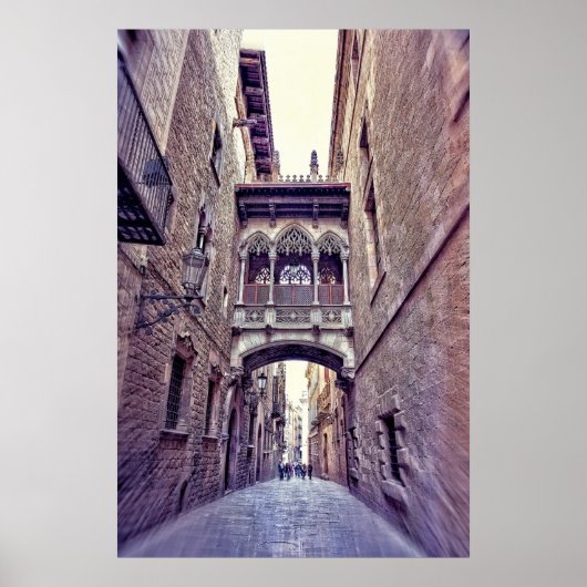 バルセロナ、スペインのゴシック様式四分の一 ポスター (正面)