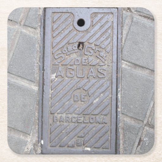 バルセロナ，スペインのユーティリティカバー – Coaster スクエアペーパーコースター (正面)