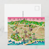 バルセロナ スペインの地図 ポストカード (正面/裏面)
