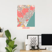 バルセロナ – スペインチョークシティの地図 ポスター (ホームオフィス)