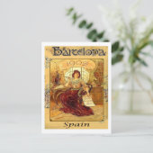 バルセロナ，スペイン書，女性の手紙，ヴィンテージ ポストカード (スタンド正面)