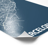 バルセロナ – スペイン青写真シティーの地図 フォトプリント            (角)