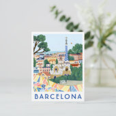 バルセロナ スペイン イラスト入り 旅行はがき ポストカード (スタンド正面)