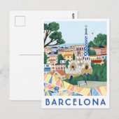 バルセロナ スペイン イラスト入り 旅行はがき ポストカード (正面/裏面)