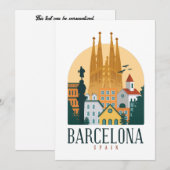 バルセロナ スペイン シルエット ご招待カード 招待状 (正面/裏面)