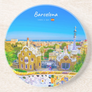 バルセロナ スペイン - パルク・グエル・ガウディのモザイク コースター