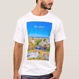 バルセロナ スペイン - パルク・グエル・ガウディのモザイク Tシャツ