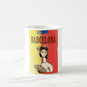 バルセロナ スペイン ビンテージ 旅行 ポスター コーヒーマグカップ