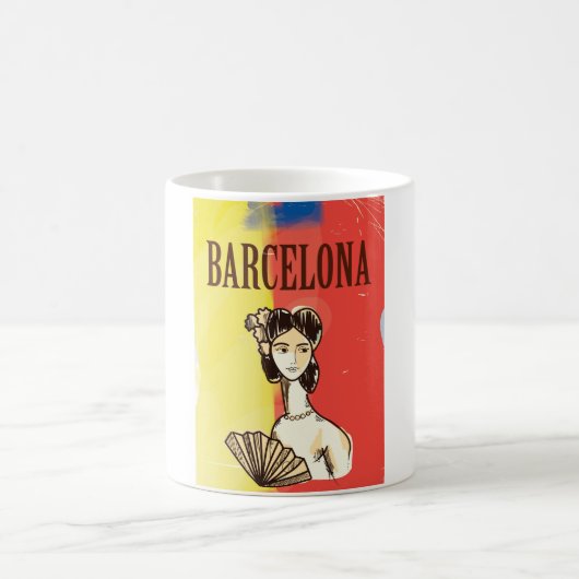 バルセロナ スペイン ビンテージ 旅行 ポスター コーヒーマグカップ (中央)