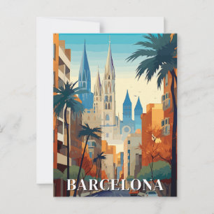 バルセロナ、スペイン レトロ旅行 ポストカード