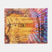 バルセロナ,スペイン,ヴィンテージのポスター フリースブランケット (正面(横))