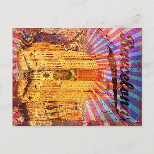 バルセロナ，スペイン，ヴィンテージのポスター ポストカード (正面)