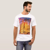 バルセロナ，スペイン，ヴィンテージのポスター Tシャツ (正面フル)