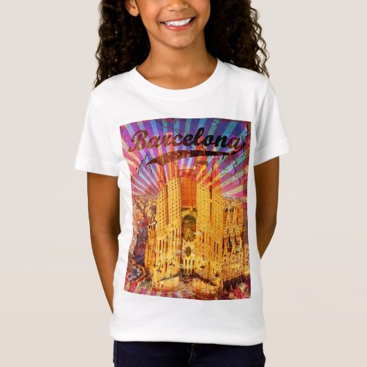 バルセロナ，スペイン，ヴィンテージのポスター Tシャツ (正面)