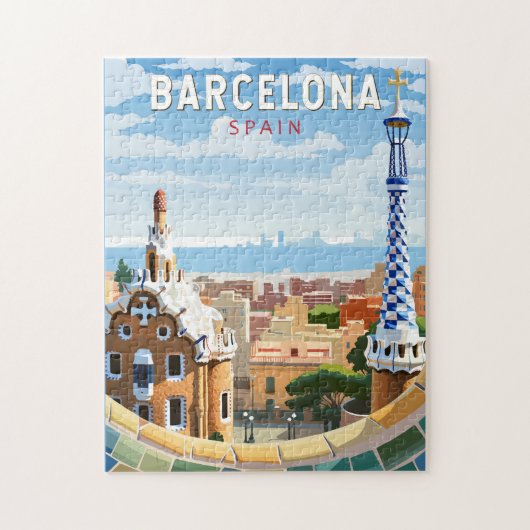 バルセロナ スペイン 旅行 アート ヴィンテージ ジグソーパズル (縦)