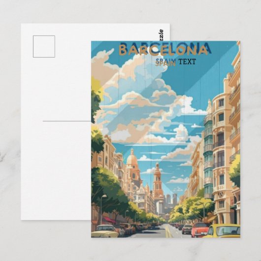 バルセロナ スペイン 旅行 旅行 ポスター デザイン ポストカード (正面/裏面)