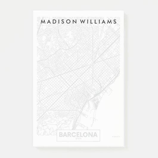 バルセロナ、スペイン|都市地図 ポストイット (正面)