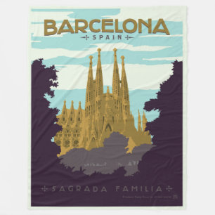 バルセロナ、スペイン- Sagrada Familia フリースブランケット
